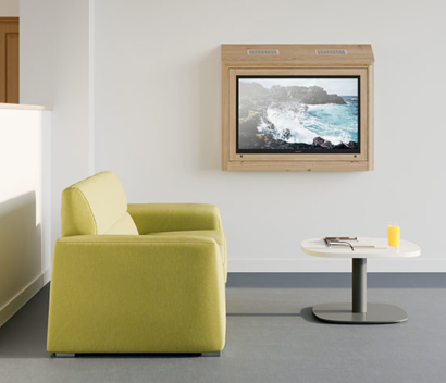 TV cabinet in a mental health lounge